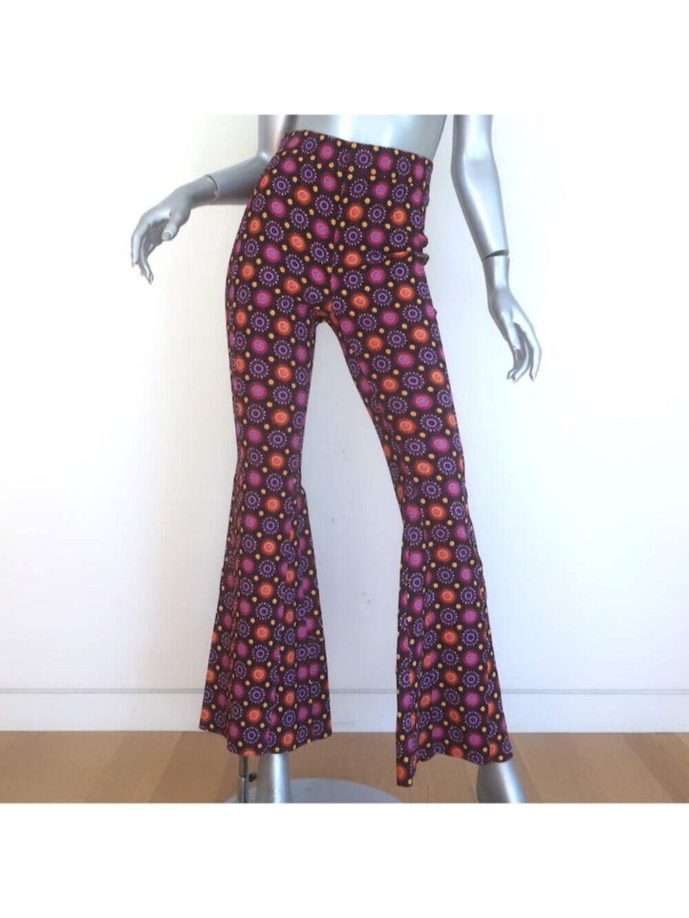 Givenchy Psychedelic Print Flared Pants Burgundy/Multi Stretch Jersey Size 34